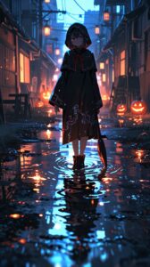 Anime Halloween Costume: Night of Adventure and Reflections in the Puddle