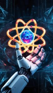 Technology Robotic hand holding atom wallpaper