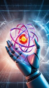 Technology Robotic hand holding atom wallpaper