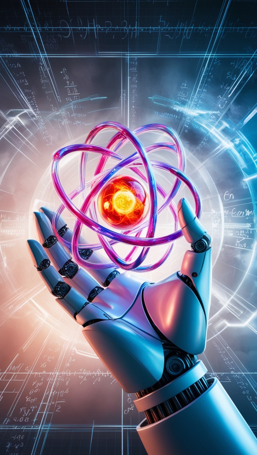 Technology Robotic Hand Holding Atom Wallpaper