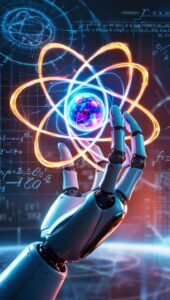 Technology Robotic hand holding atom wallpaper