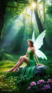 Fairy Enchantment Wallpaper: Serenity in the Sunlit Forest