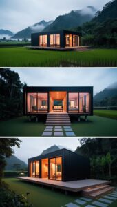 A Modern Cabin House in Lush Greenery