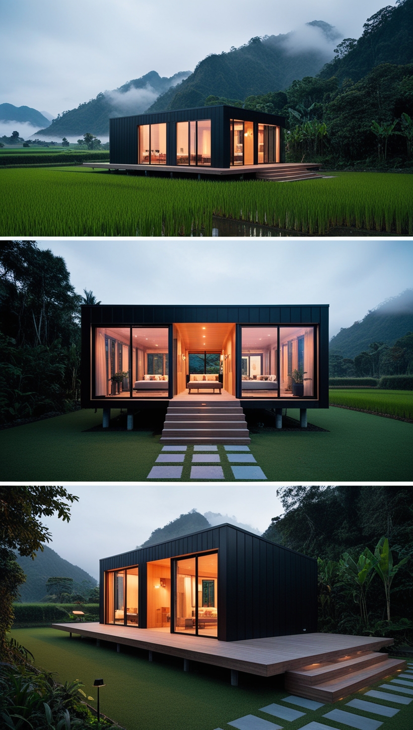 Serenity in Design: A Modern Cabin House in Lush Greenery