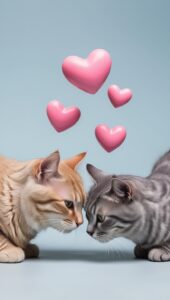 Togetherness of Two Sweet Cats with a Touch of Love Wallpaper