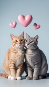 Togetherness of Two Sweet Cats with a Touch of Love Wallpaper