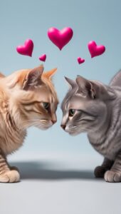 Togetherness of Two Sweet Cats with a Touch of Love Wallpaper