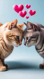 Togetherness of Two Sweet Cats with a Touch of Love Wallpaper