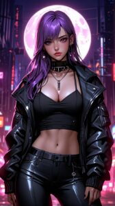 Cyberpunk Anime: Guardian of the Neon Moon