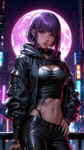 Cyberpunk Anime: Guardian of the Neon Moon