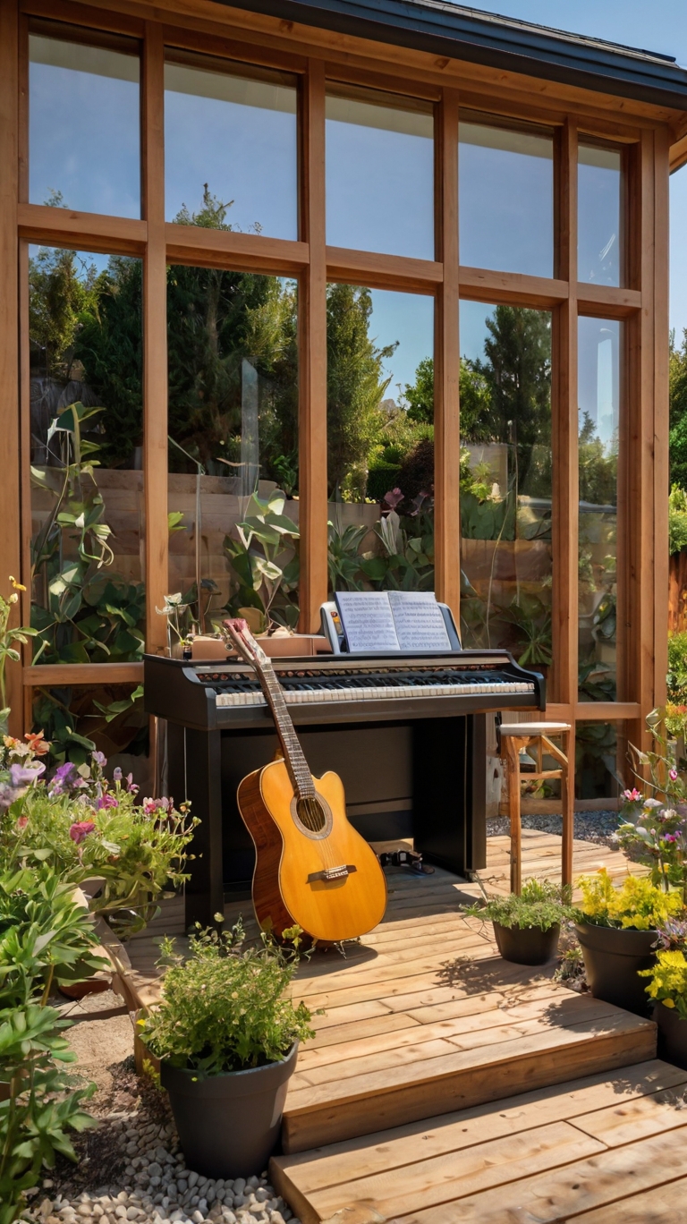 Serenity in the Woods: A Backyard Studio with Musical Charm