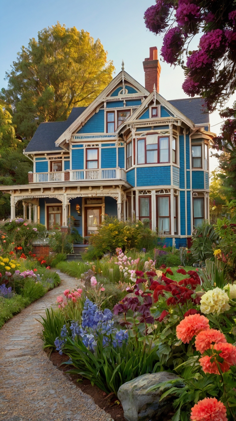 Victorian home garden tranquility