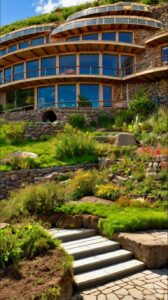 Earthship Home with Green Roofs