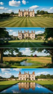 Picturesque English manor house with HDR afternoon lighting