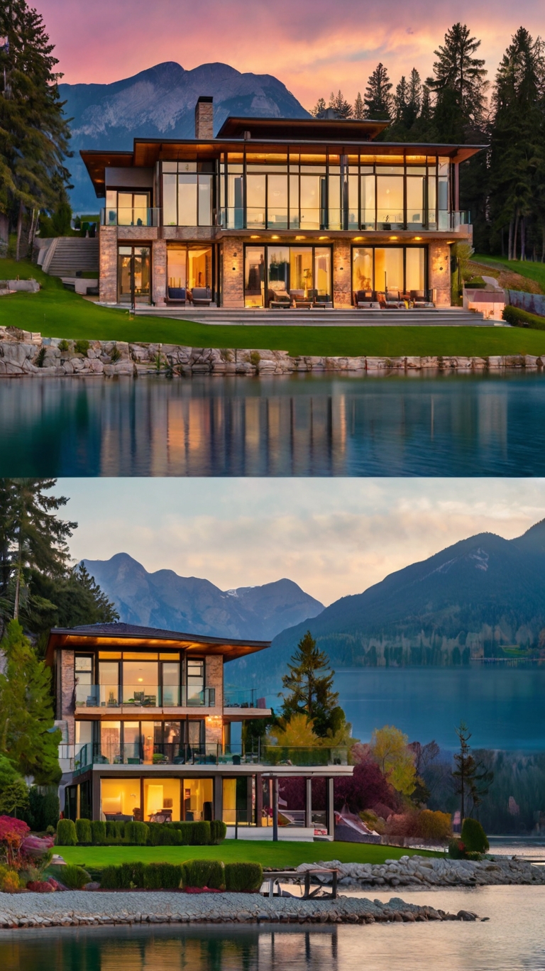 Opulent lakeside mansion