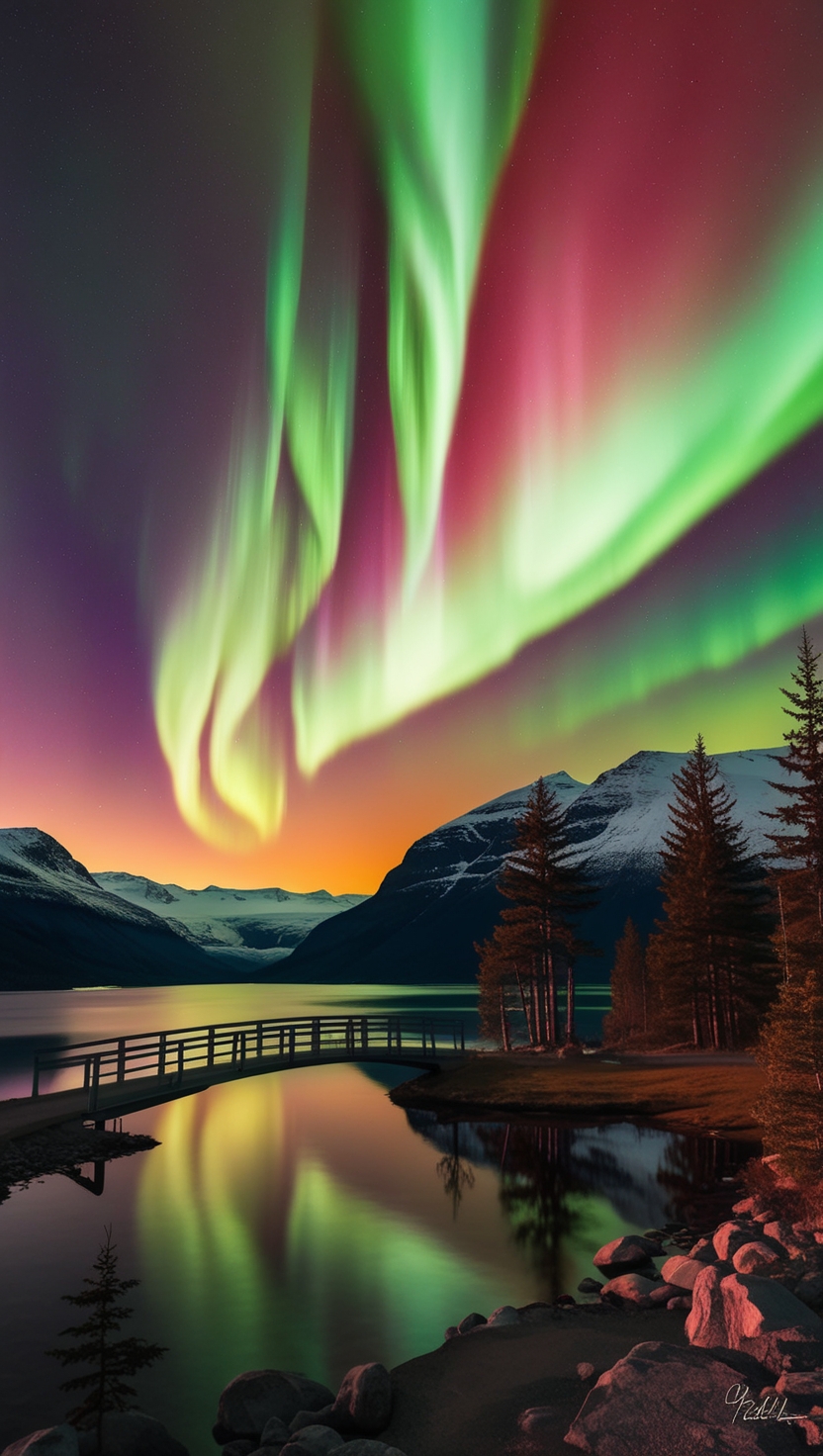 Spectacular Aurora Borealis: Nature’s Light Show Over Serene Landscapes