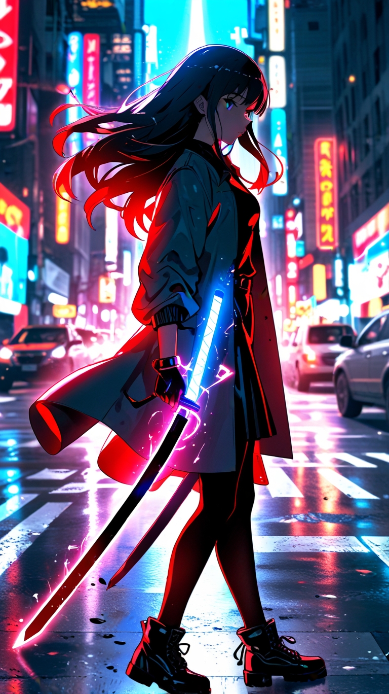 Dynamic Anime Wallpaper: Powerful Heroine in Action-Packed Comic Scene