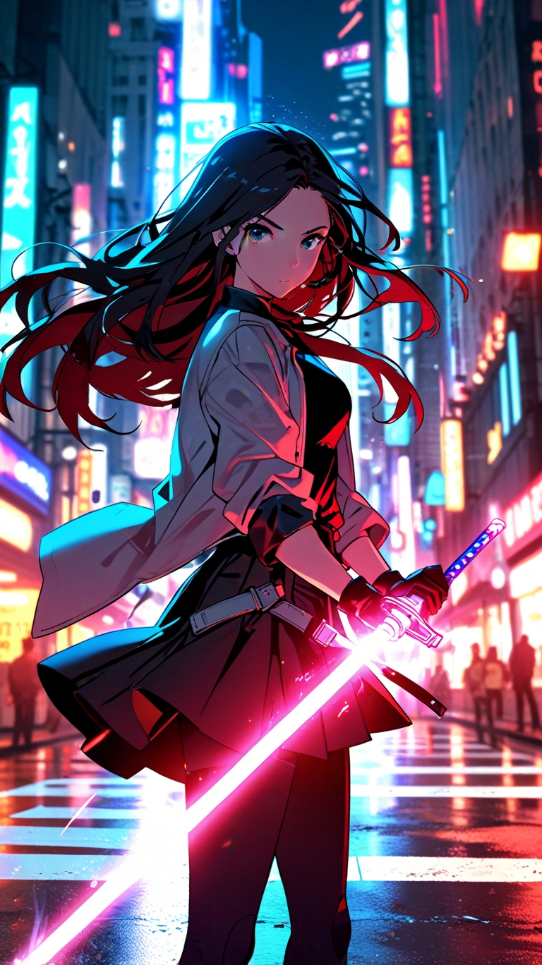 Heroine with energy sword anime wallpaper