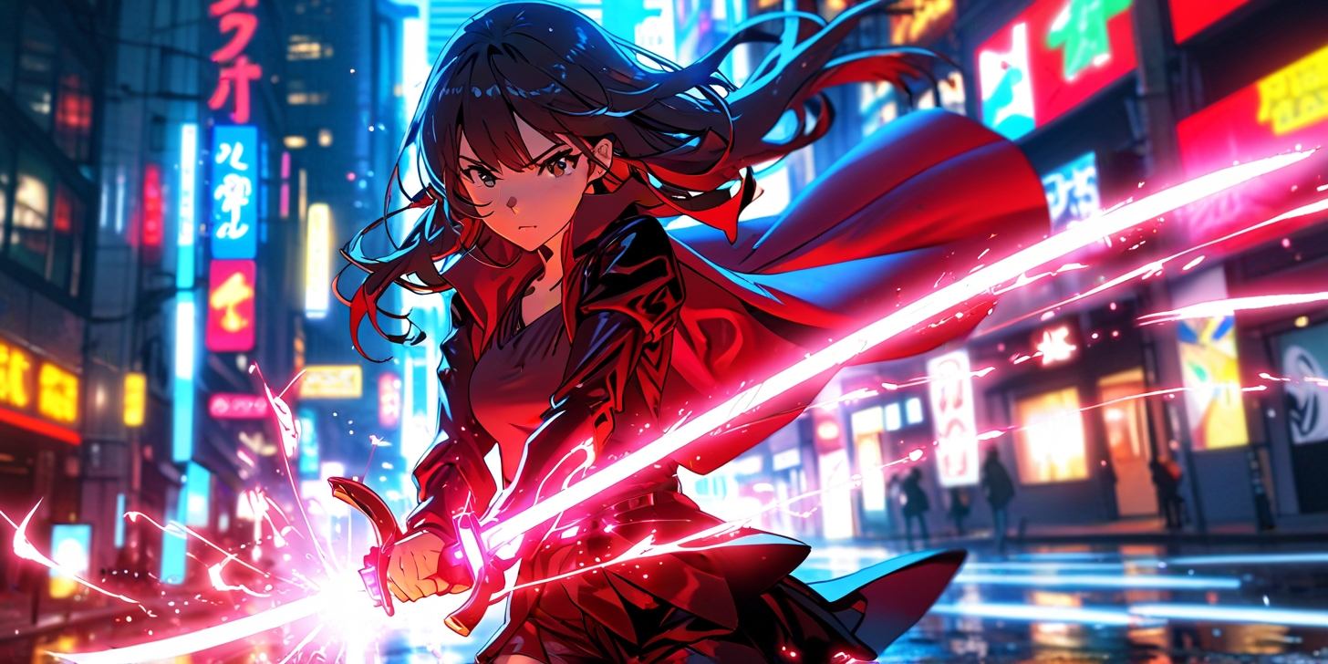 Anime wallpaper with epic heroine