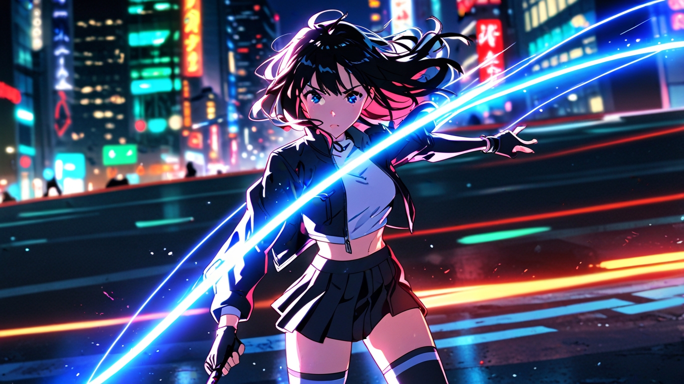 Anime wallpaper: neon and magic blend