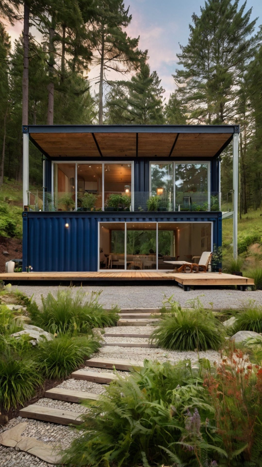 Eco-Friendly Container House in a Lush Forest