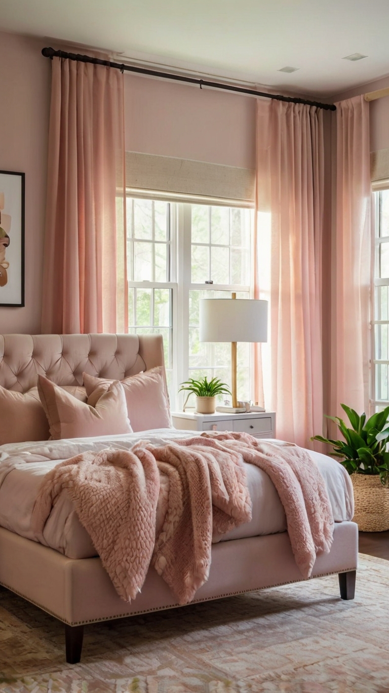 Cozy Home Bedroom in Soft Pink Hue